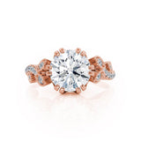 FLEUR - Round Moissanite & Diamond 18k Rose Gold Shoulder Set Ring Engagement Ring Lily Arkwright