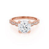 HONOR - Round Lab Diamond 18k Rose Gold Shoulder Set Ring Engagement Ring Lily Arkwright