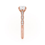 HONOR - Round Natural Diamond 18k Rose Gold Shoulder Set Ring Engagement Ring Lily Arkwright