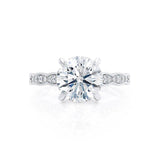HONOR - Round Natural Diamond 18k White Gold Shoulder Set Ring Engagement Ring Lily Arkwright