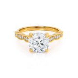 HONOR - Round Lab Diamond 18k Yellow Gold Shoulder Set Ring Engagement Ring Lily Arkwright