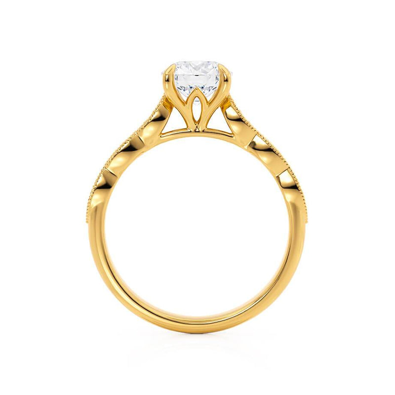 HONOR - Round Lab Diamond 18k Yellow Gold Shoulder Set Ring Engagement Ring Lily Arkwright