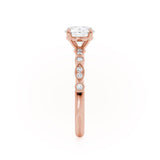 HOPE - Round Lab Diamond 18k Rose Gold Shoulder Set Ring Engagement Ring Lily Arkwright