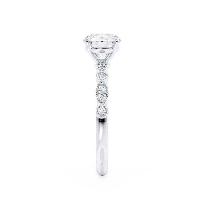 HOPE - Round Natural Diamond 950 Platinum Shoulder Set Ring Engagement Ring Lily Arkwright