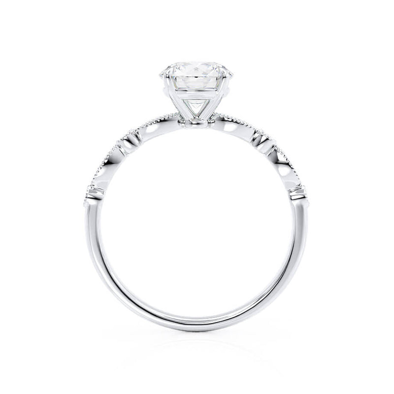 HOPE - Round Moissanite 950 Platinum Shoulder Set Ring Engagement Ring Lily Arkwright