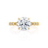HOPE - Round Natural Diamond 18k Yellow Gold Shoulder Set Ring Engagement Ring Lily Arkwright