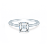 IRIS - Asscher Moissanite 950 Platinum Petite Channel Set Ring Engagement Ring Lily Arkwright