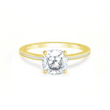IRIS - Cushion Moissanite 18k Yellow Gold Petite Channel Set Ring Engagement Ring Lily Arkwright