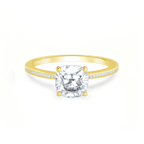 IRIS - Cushion Moissanite 18k Yellow Gold Petite Channel Set Ring Engagement Ring Lily Arkwright