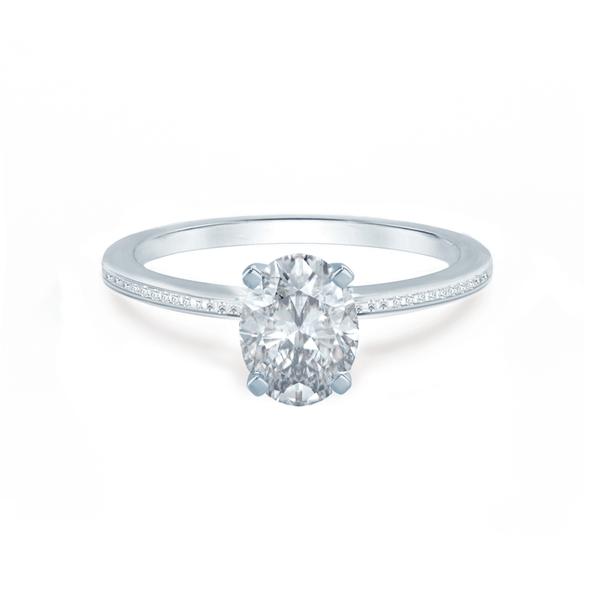 IRIS - Oval Moissanite 950 Platinum Petite Channel Set Ring Engagement Ring Lily Arkwright