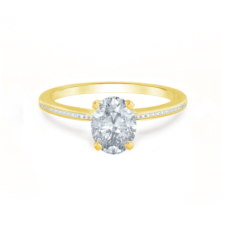 IRIS - Oval Moissanite 18k Yellow Gold Petite Channel Set Ring Engagement Ring Lily Arkwright