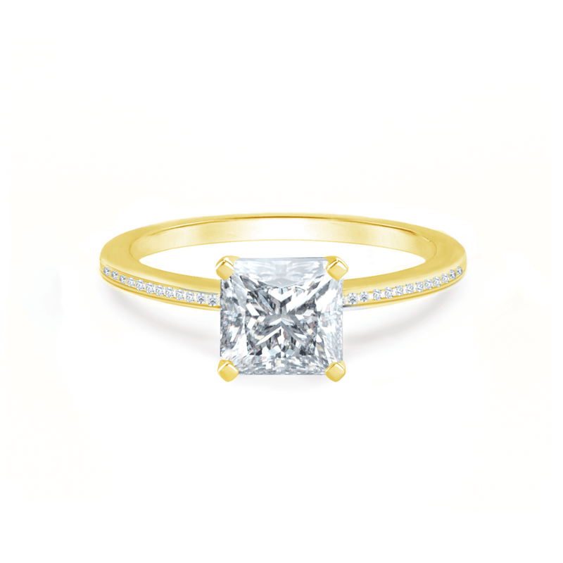 IRIS - Princess Moissanite 18k Yellow Gold Petite Channel Set Ring Engagement Ring Lily Arkwright