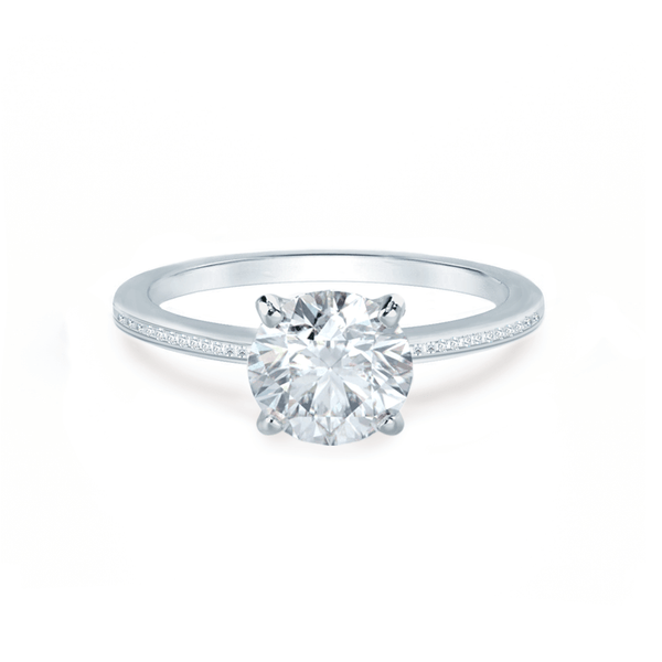 IRIS - Round 1.00ct Moissanite 950 Platinum Petite Channel Set Ring Engagement Ring Lily Arkwright