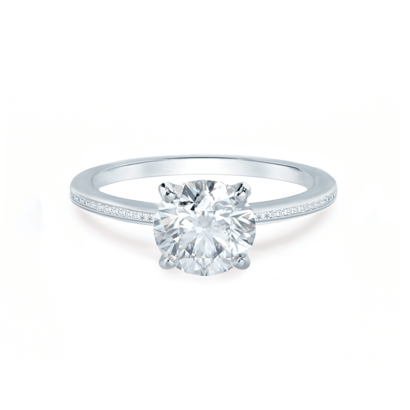 IRIS - Round Lab Diamond 18k White Gold Petite Channel Set Ring Engagement Ring Lily Arkwright