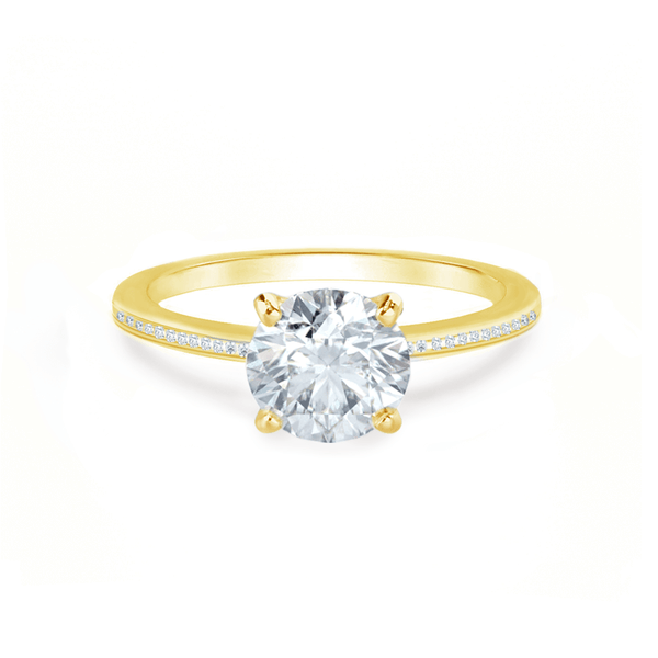IRIS - Round Natural Diamond 18k Yellow Gold Petite Channel Set Ring Engagement Ring Lily Arkwright