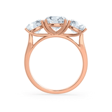 LEANORA - Round Moissanite 18k Rose Gold Trilogy Ring Engagement Ring Lily Arkwright
