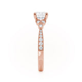 LILIANA - Round Natural Diamond 18k Rose Gold Shoulder Set Ring Engagement Ring Lily Arkwright