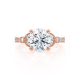 LILIANA - Round Moissanite & Diamond 18k Rose Gold Shoulder Set Ring Engagement Ring Lily Arkwright