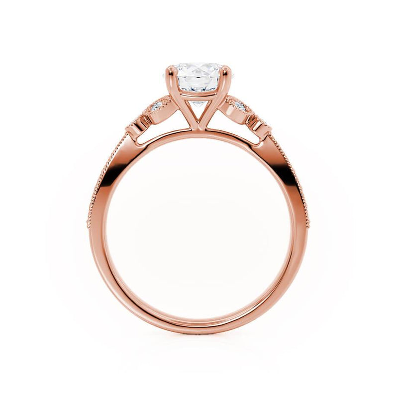 LILIANA - Round Lab Diamond 18k Rose Gold Shoulder Set Ring Engagement Ring Lily Arkwright