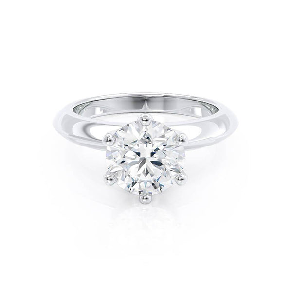 SERENA - Round Natural Diamond 18k White Gold Solitaire Engagement Ring Lily Arkwright