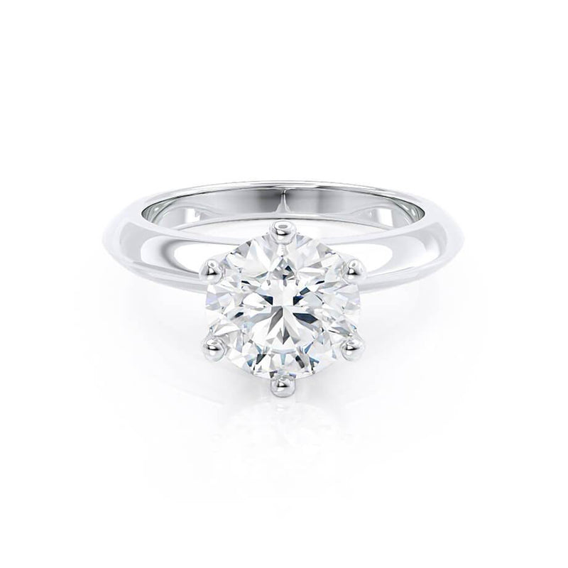 SERENA - Round Moissanite 9k White Gold Solitaire Ring Engagement Ring Lily Arkwright