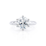 SERENA - Round Moissanite Platinum Solitaire Ring Engagement Ring Lily Arkwright