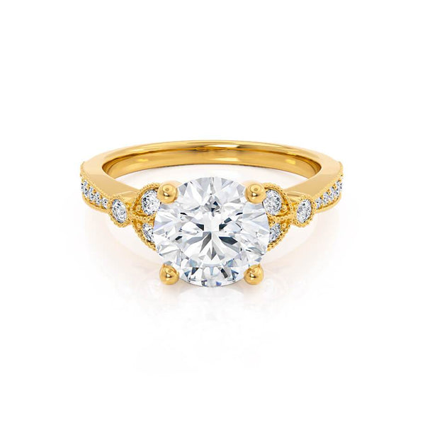 LILIANA - Round Moissanite & Diamond 18k Yellow Gold Shoulder Set Ring Engagement Ring Lily Arkwright
