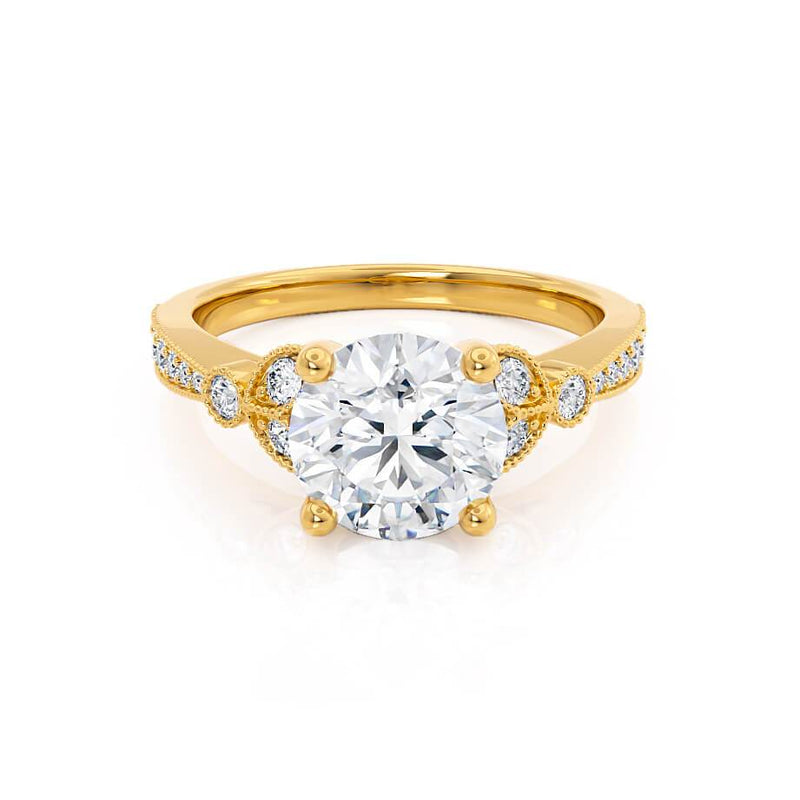 LILIANA - Round Natural Diamond 18k Yellow Gold Shoulder Set Ring Engagement Ring Lily Arkwright