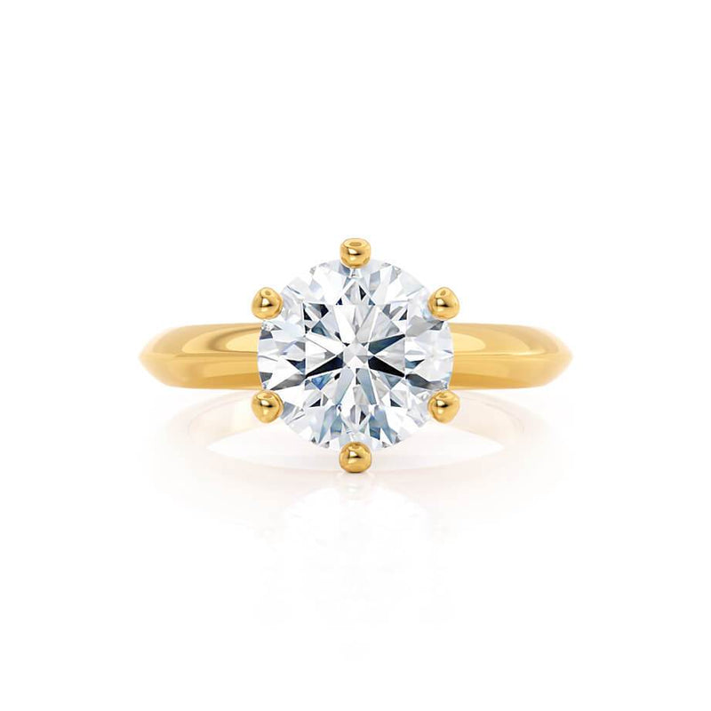 SERENA - Round Natural Diamond 18k Yellow Gold Solitaire Engagement Ring Lily Arkwright