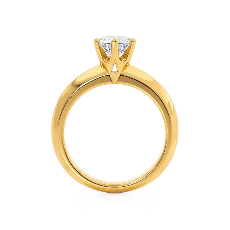 SERENA - Round Moissanite 18k Yellow Gold Solitaire Ring Engagement Ring Lily Arkwright