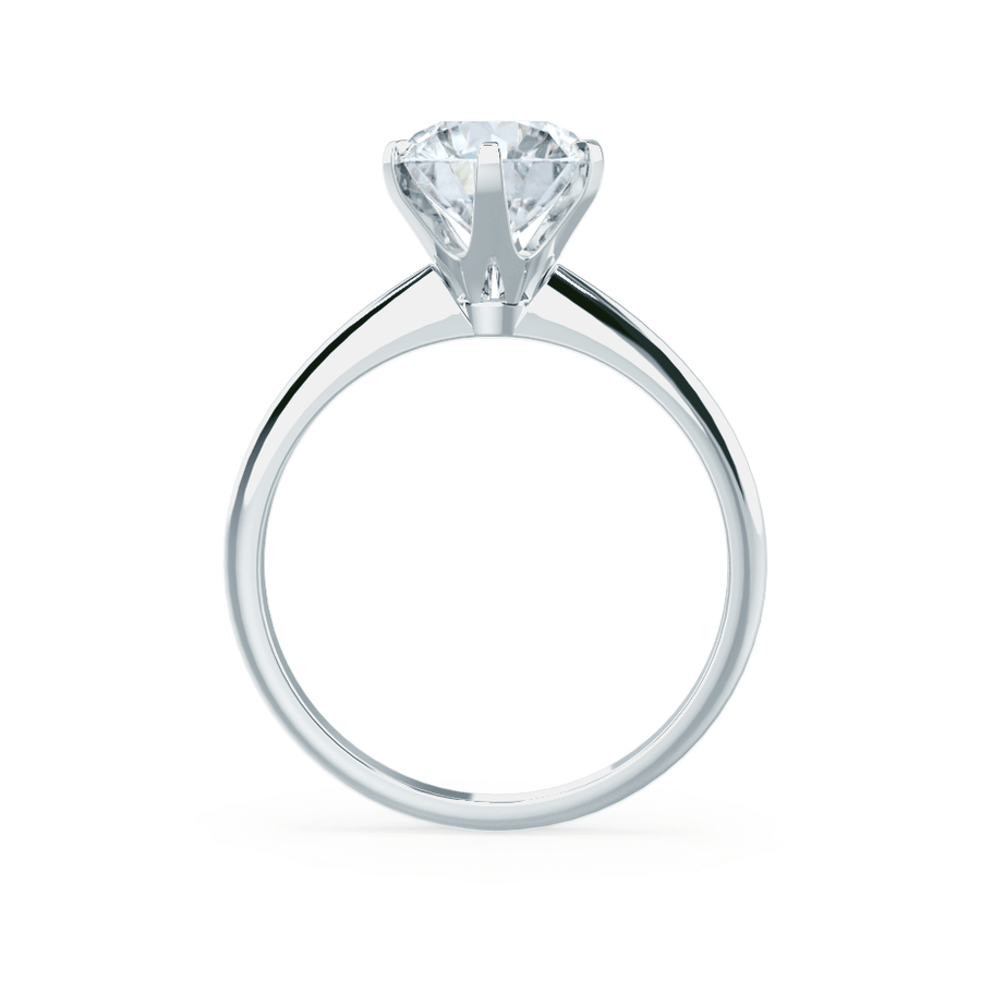 LILLIE Round Lab Diamond 18K White Gold 6 Prong Knife Edge Solitaire Lily Arkwright