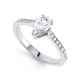 LISETTE - Ex Display 0.94ct Pear Moissanite & Diamond 18k White Gold Solitaire Ring Engagement Ring Lily Arkwright