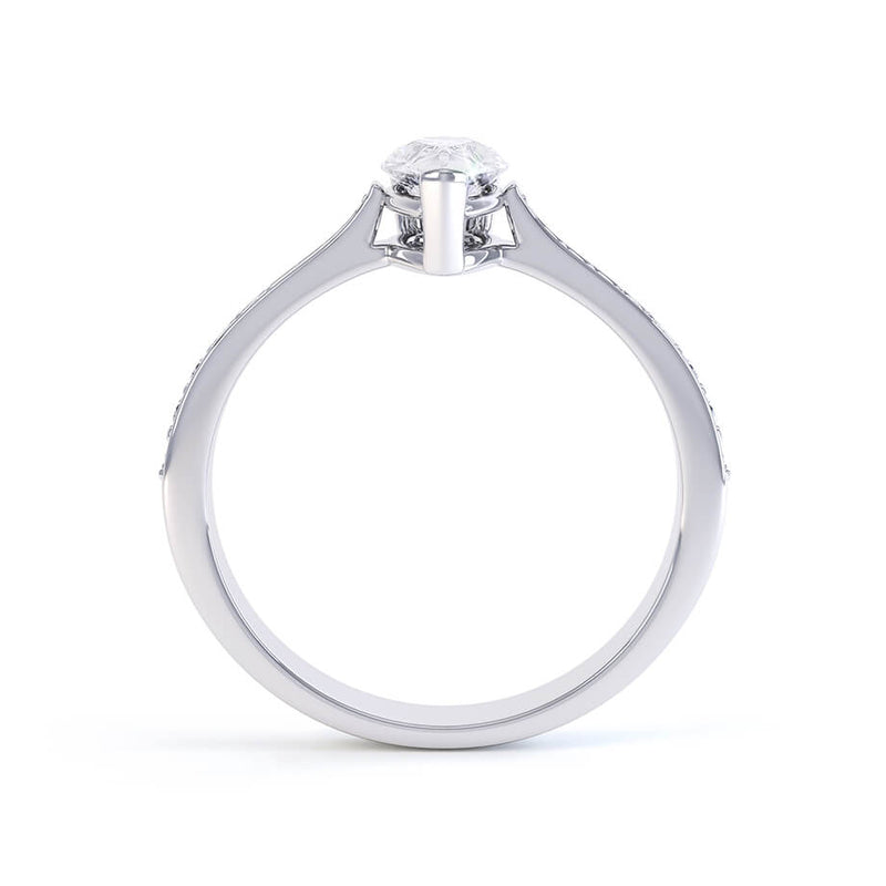 LISETTE - Ex Display 0.94ct Pear Moissanite & Diamond 18k White Gold Solitaire Ring Engagement Ring Lily Arkwright
