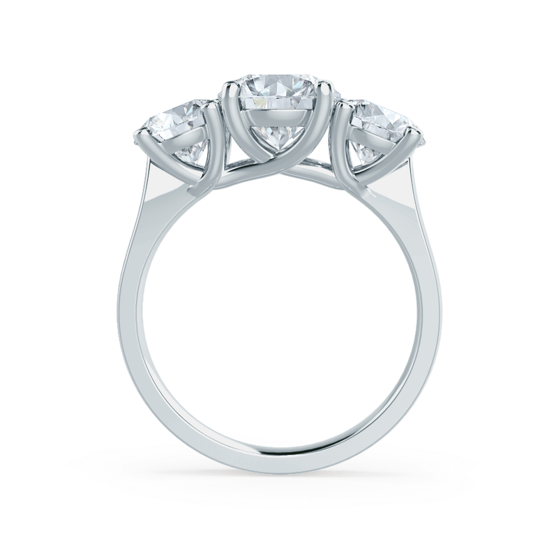 Lorella Round Moissanite 18k White Gold Trilogy Ring – Lily