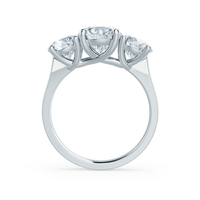 LORELLA - Round Moissanite 950 Platinum Trilogy Ring Engagement Ring Lily Arkwright