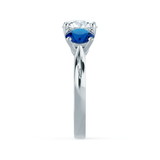 LORELLA - Round Moissanite & Lab Grown Sapphire 18k White Gold Trilogy Ring Engagement Ring Lily Arkwright