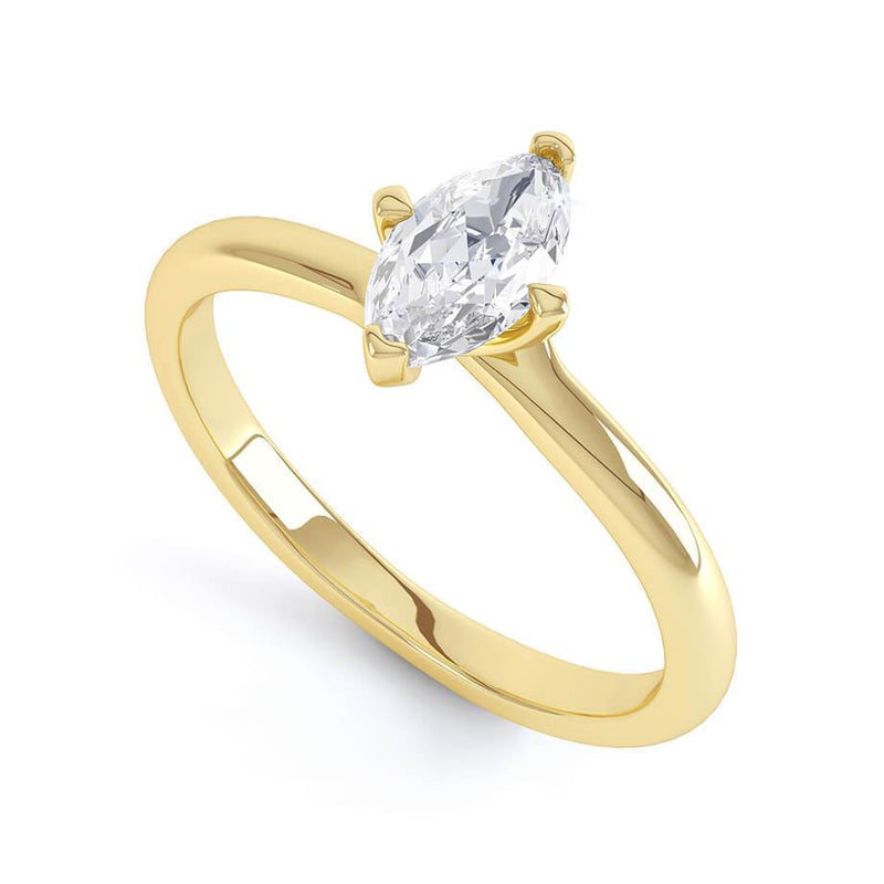 RAVEN - Marquise Moissanite 18k Yellow Gold Twist Solitaire Ring Engagement Ring Lily Arkwright