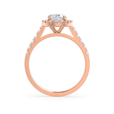 ROSA - Oval Moissanite & Diamond 18k Rose Gold Halo Ring Engagement Ring Lily Arkwright