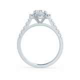 ROSA - EX DISPLAY 2.10ct Oval Moissanite & Diamond 18k White Gold Halo Ring Engagement Ring Lily Arkwright