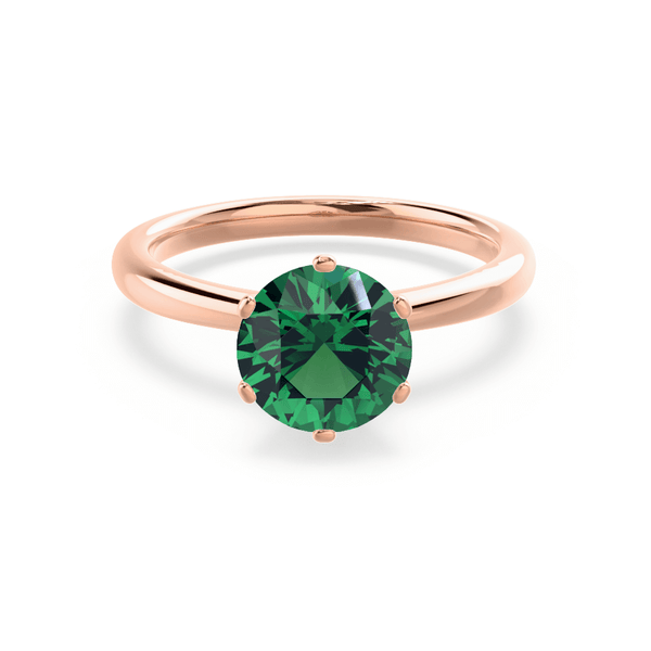 SERENITY - Chatham® Lab Grown Emerald 18k Rose Gold Solitaire Engagement Ring Lily Arkwright