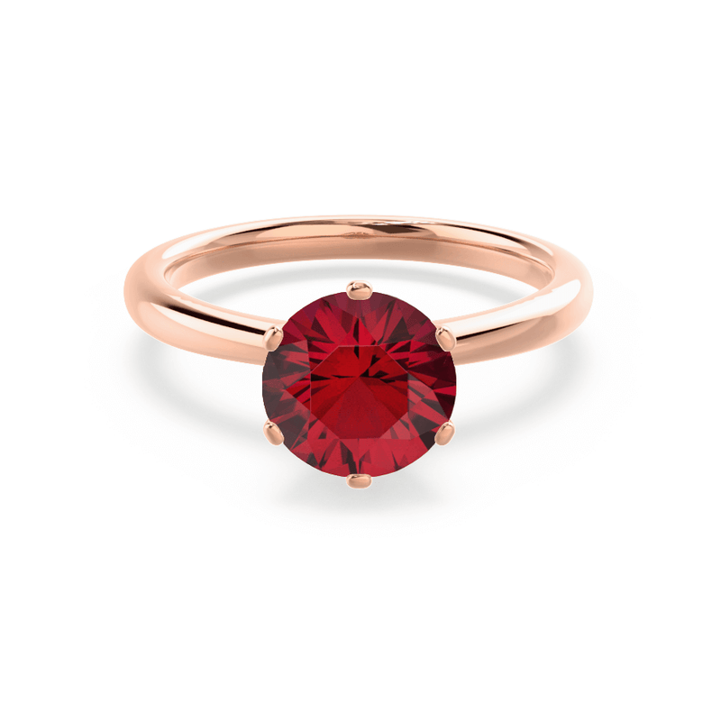 SERENITY - Chatham® Lab Grown Red Ruby 18k Rose Gold Solitaire Engagement Ring Lily Arkwright