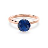 SERENITY - Chatham® Lab Grown Blue Sapphire 18k Rose Gold Solitaire Engagement Ring Lily Arkwright