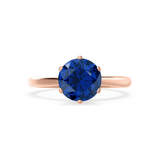 SERENITY - Chatham® Lab Grown Blue Sapphire 18k Rose Gold Solitaire Engagement Ring Lily Arkwright