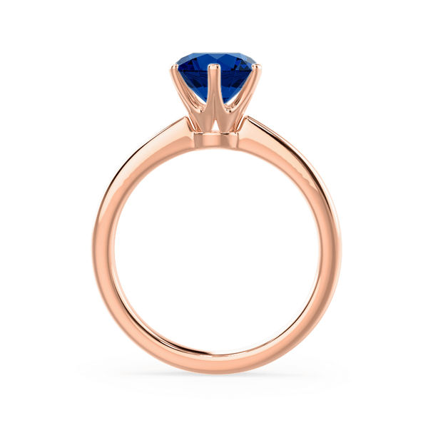 SERENITY - Chatham® Lab Grown Blue Sapphire 18k Rose Gold Solitaire Engagement Ring Lily Arkwright