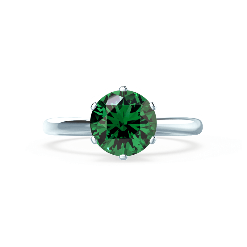 SERENITY - Lab Grown Emerald Platinum Solitaire Engagement Ring Lily Arkwright