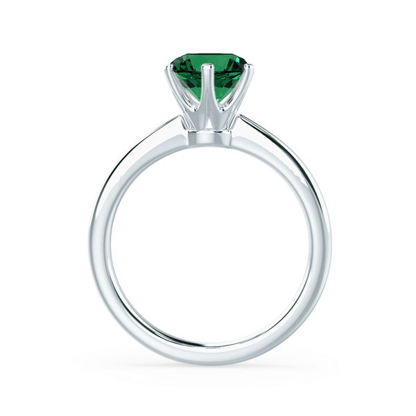 SERENITY - Lab Grown Emerald 18k White Gold Solitaire Engagement Ring Lily Arkwright