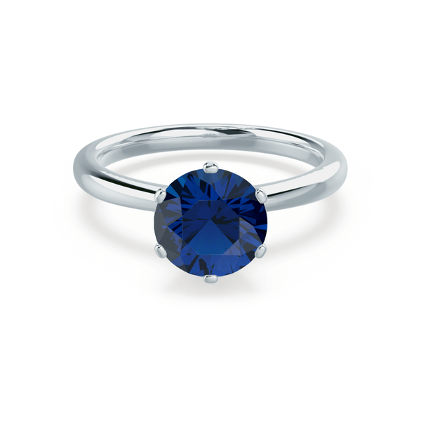SERENITY - Lab Grown Blue Sapphire Platinum Solitaire Engagement Ring Lily Arkwright