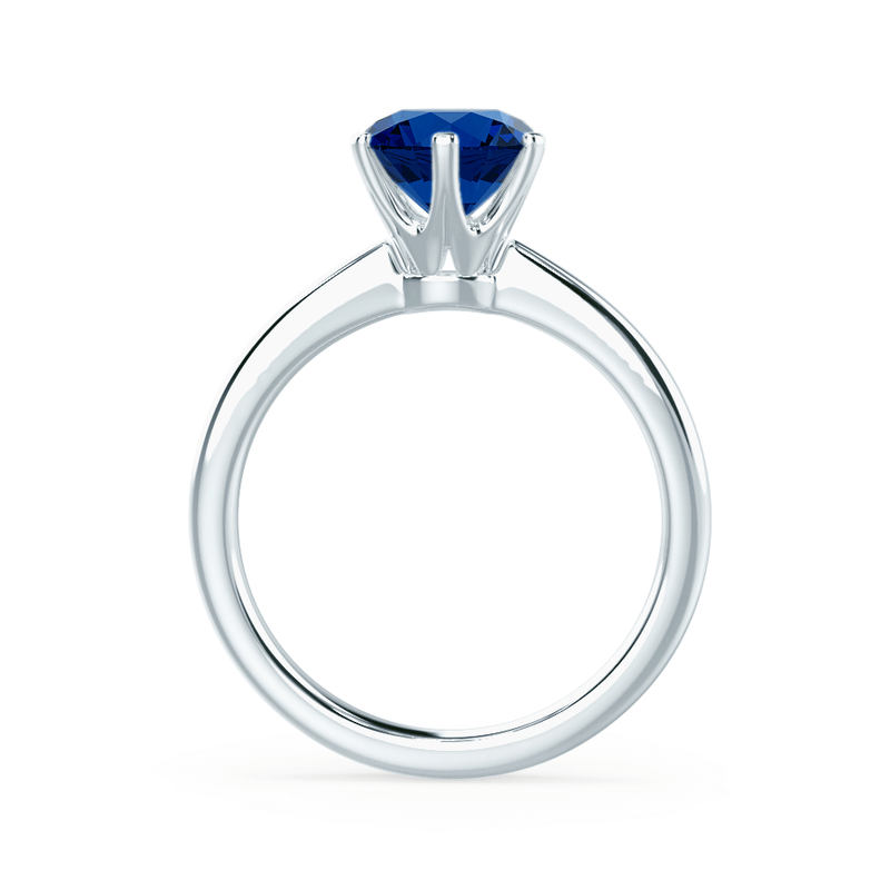 SERENITY - Lab Grown Blue Sapphire 18k White Gold Solitaire Engagement Ring Lily Arkwright