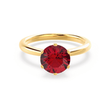 SERENITY - Chatham® Lab Grown Red Ruby 18k Yellow Gold Solitaire Engagement Ring Lily Arkwright