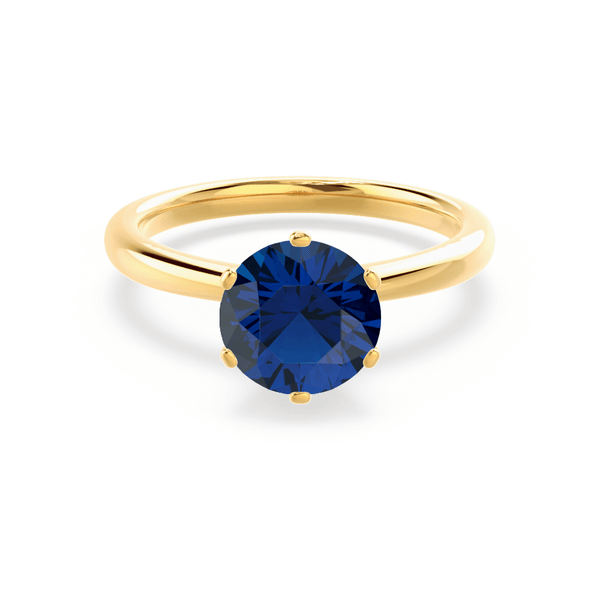 SERENITY - Chatham® Lab Grown Blue Sapphire 18k Yellow Gold Solitaire Engagement Ring Lily Arkwright
